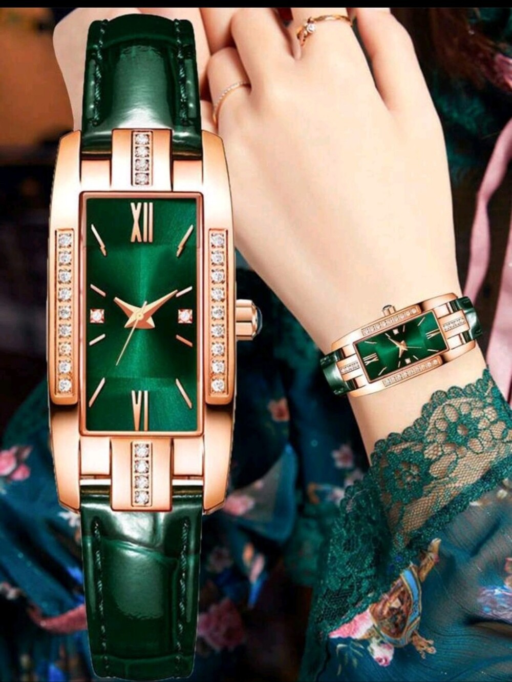 Women Rhinestone Quartz Analog Roman Numeral Watch